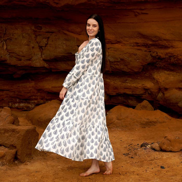 Set of 2 Cotton Maxi Dress Summer Dress Boho dress Long Boho Dress White Printed Price includes 2 Sizes S,M,L,XL BD21