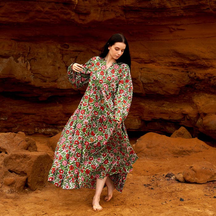 Set of 2 Cotton Maxi Dress Summer Dress Boho dressLong Boho Dress Boho Floral Price includes 2 Sizes S,M,L,XL BD15