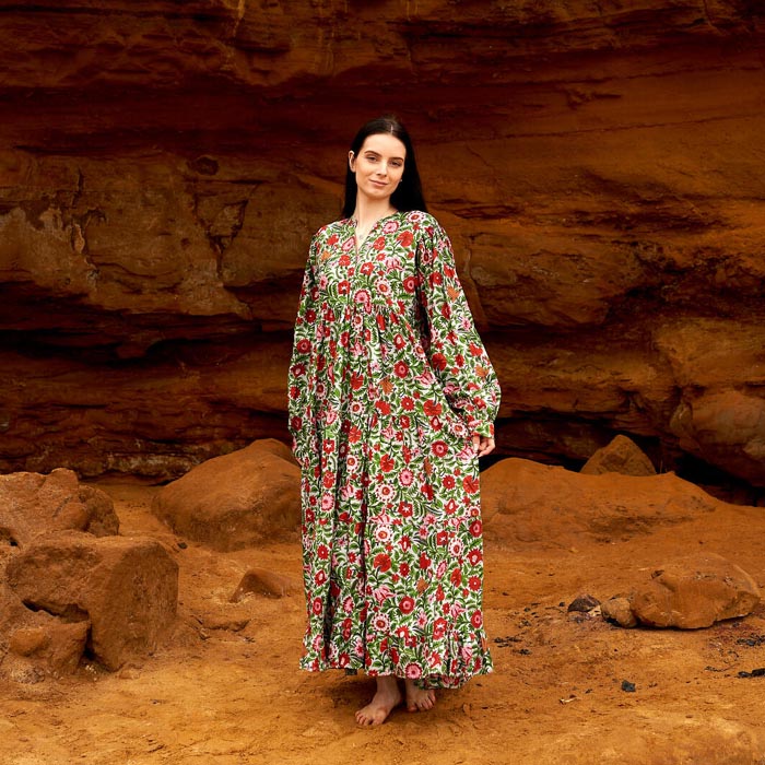 Set of 2 Cotton Maxi Dress Summer Dress Boho dressLong Boho Dress Boho Floral Price includes 2 Sizes S,M,L,XL BD15