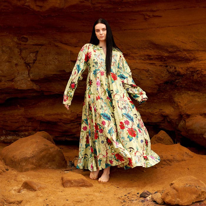 Set of 2 Cotton Maxi Dress Summer Dress Boho dressLong Boho Dress Floral Greens Price includes 2 Sizes S,M,L,XL BD13