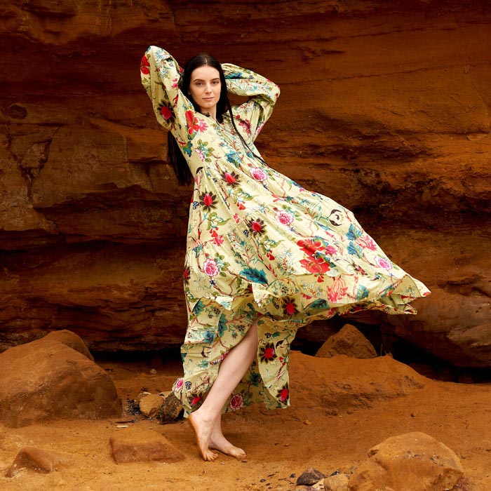 Set of 2 Cotton Maxi Dress Summer Dress Boho dressLong Boho Dress Floral Greens Price includes 2 Sizes S,M,L,XL BD13