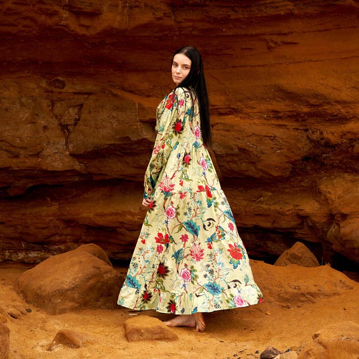 Set of 2 Cotton Maxi Dress Summer Dress Boho dressLong Boho Dress Floral Greens Price includes 2 Sizes S,M,L,XL BD13