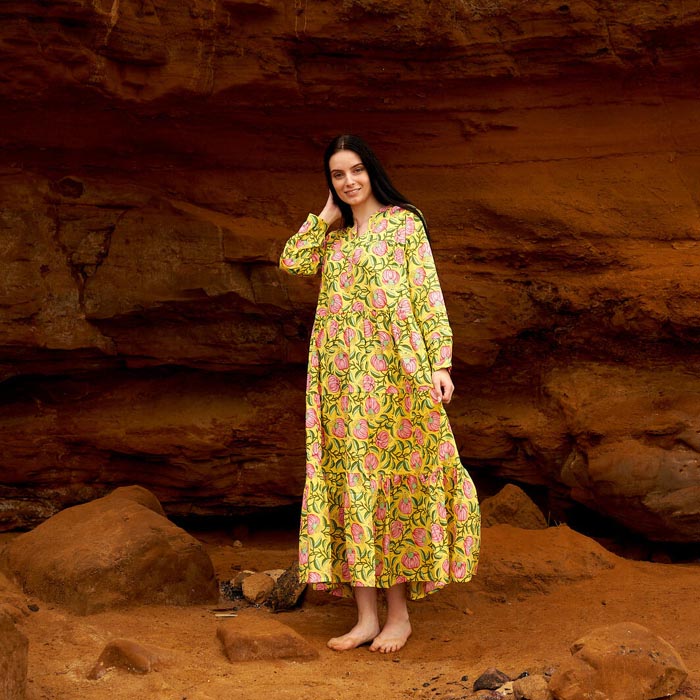 Set of 2 Cotton Maxi Dress Summer Dress Boho dressLong Boho Dress Mustard Price includes 2 Sizes S,M,L,XL BD14