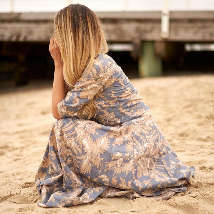 Set of 2 Umbrella Dresses Summer Dress Boho dress Long Boho Dress Blue Floral Print Price includes 2 Sizes S,M,L,XL BD29