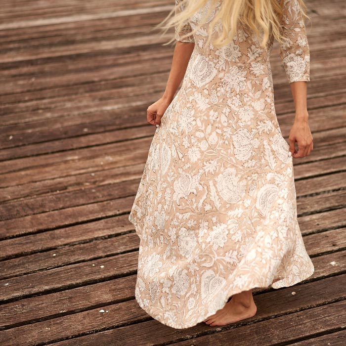 Set of 2 Umbrella Dresses Summer Dress Boho dress Long Boho Dress Creamy Floral Print Price includes 2 Sizes S,M,L,XL BD27