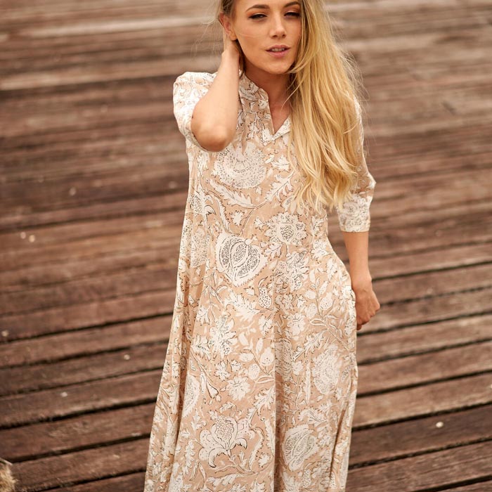 Set of 2 Umbrella Dresses Summer Dress Boho dress Long Boho Dress Creamy Floral Print Price includes 2 Sizes S,M,L,XL BD27
