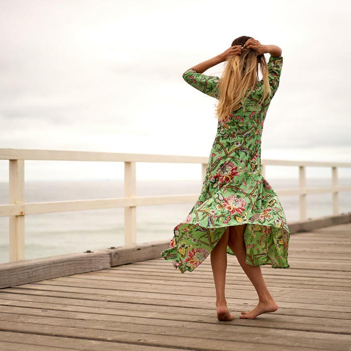 Set of 2 Umbrella Dresses Summer Dress Boho dress Long Boho Dress Green Floral Print Price includes 2 Sizes S,M,L,XL BD26