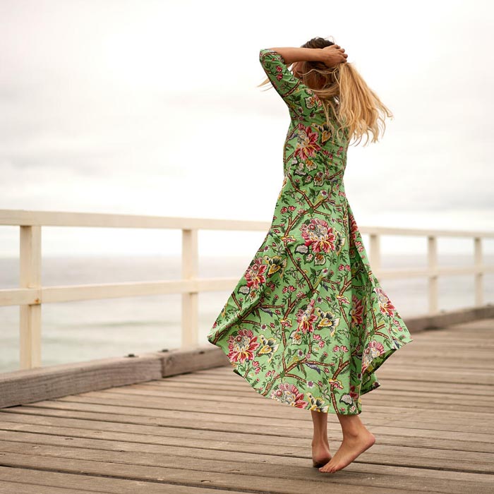 Set of 2 Umbrella Dresses Summer Dress Boho dress Long Boho Dress Green Floral Print Price includes 2 Sizes S,M,L,XL BD26