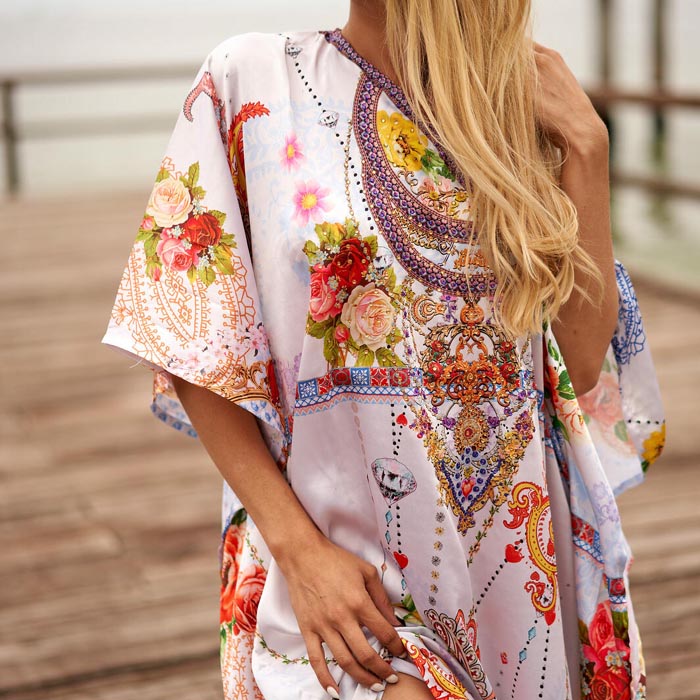 Silk Blend kaftan for women Long Caftan Resort Wear Vacation Beach Dress Boho Silk Dress Kaftan Floral SK07