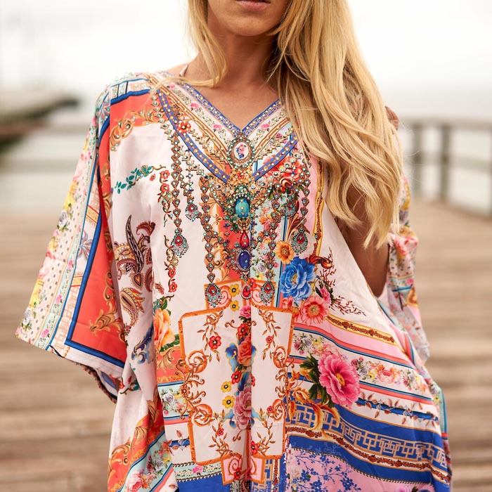 Silk Blend kaftan for women Long Caftan Resort Wear Vacation Beach Dress Boho Silk Dress Kaftan Floral SK08