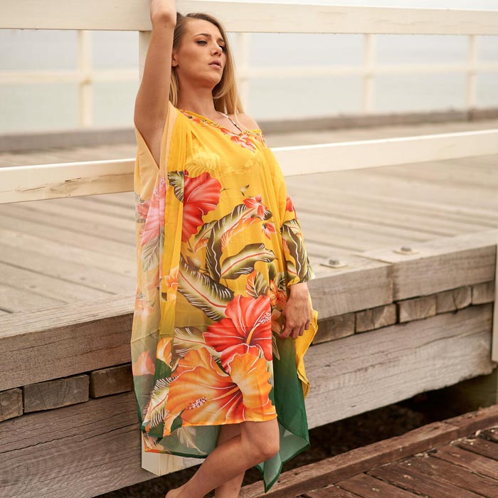 Silk Blend kaftan for women Long Caftan Resort Wear Vacation Beach Dress Boho Silk Dress Kaftan Floral SK11