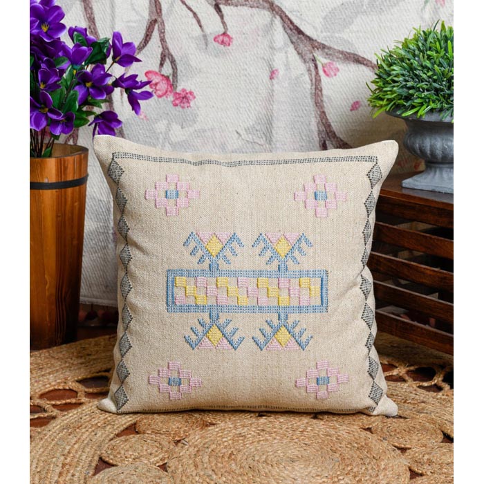 Tassels Linen Cushion Cover 50x50cm Beige Pillow Cover Handmade Boho rustic decor cream Moroccan Cushions Hand Tufted Cushion Lumbar Pillow CC202