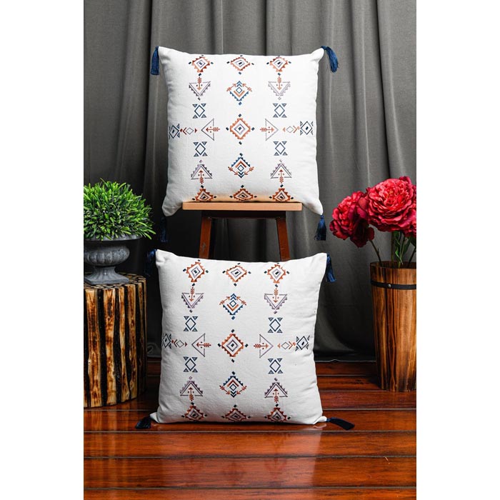 Tassels Linen Cushion Cover 50x50cm Beige Pillow Cover Handmade Boho rustic decor cream Moroccan Cushions Hand Tufted Cushion Lumbar Pillow CC206