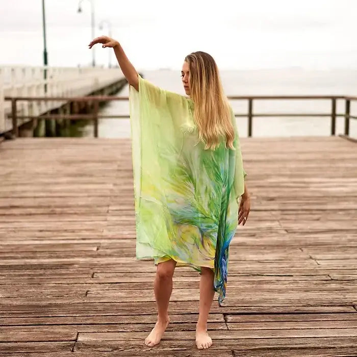 Silk Blend kaftan for women Long Caftan Resort Wear Vacation Beach Dress Boho Silk Dress Kaftan Floral SK09