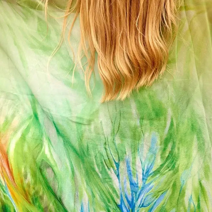 Silk Blend kaftan for women Long Caftan Resort Wear Vacation Beach Dress Boho Silk Dress Kaftan Floral SK09