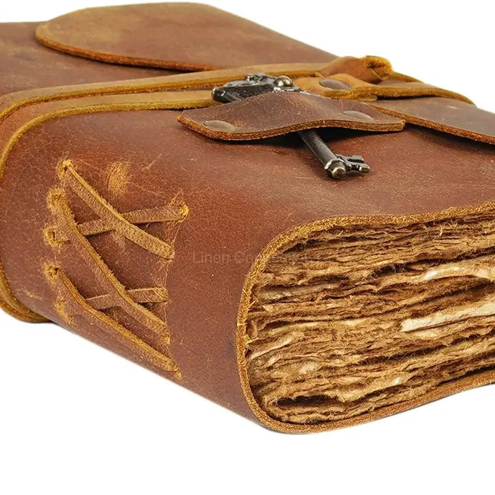 Vintage Leather Journal Recycled Paper Journal, For Nots, Notebook, Sketch book, Diary, Handmade Book,100% Recycled Rag, Tree Free Paper J15