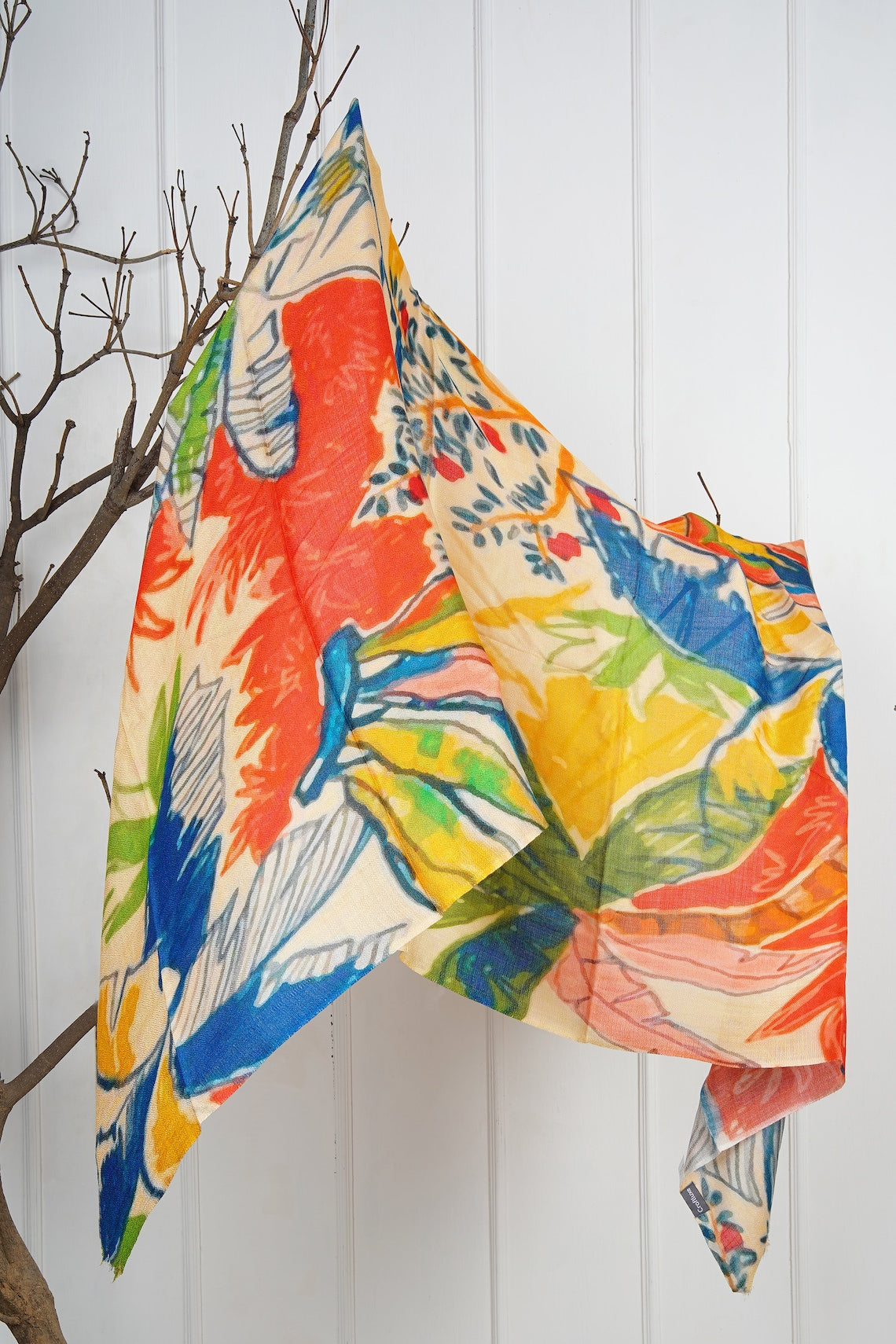 Silk Modal Scarf, long all season scarf in luxurious fabric blend, shawl and wrap, accessories for women, gifts for her, summer scarf, shawl - Cream/Yellow