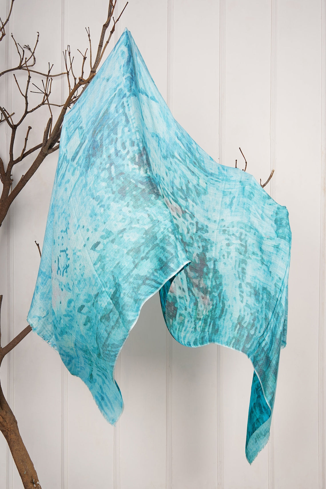 Silk Modal Scarf, long all season scarf in luxurious fabric blend, shawl and wrap, accessories for women, gifts for her, summer scarf, shawl - Blue