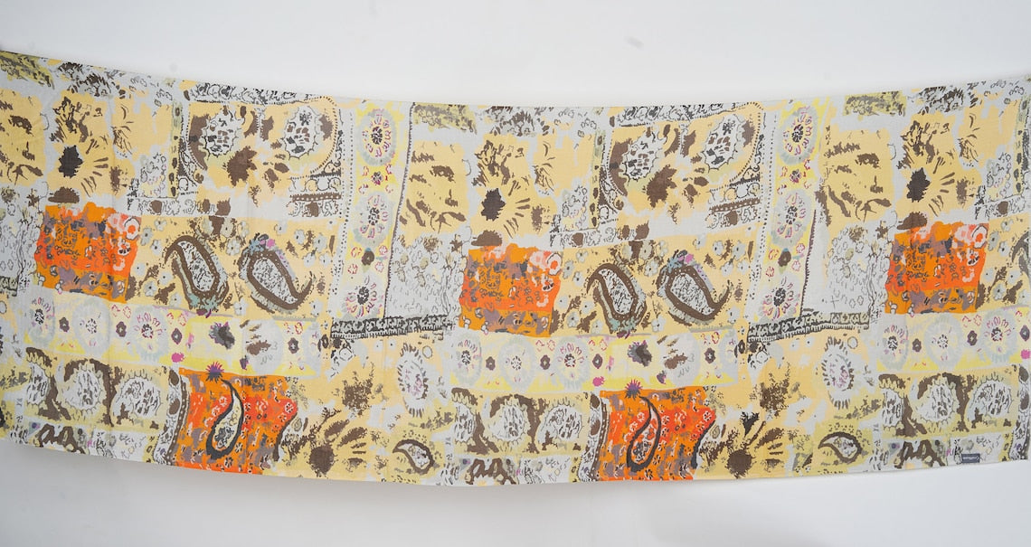 Silk Modal Scarf, long all season scarf in luxurious fabric blend, shawl and wrap, accessories for women, gifts for her, summer scarf, shawl - White/Yellow