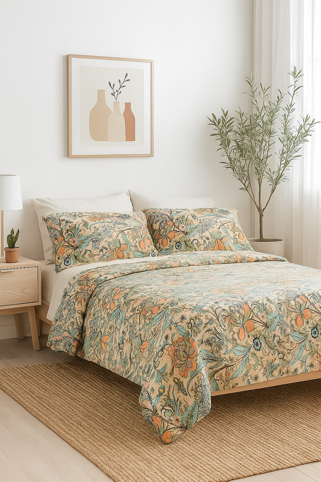 Floral Paradise cotton quilt for Queen and King size beds