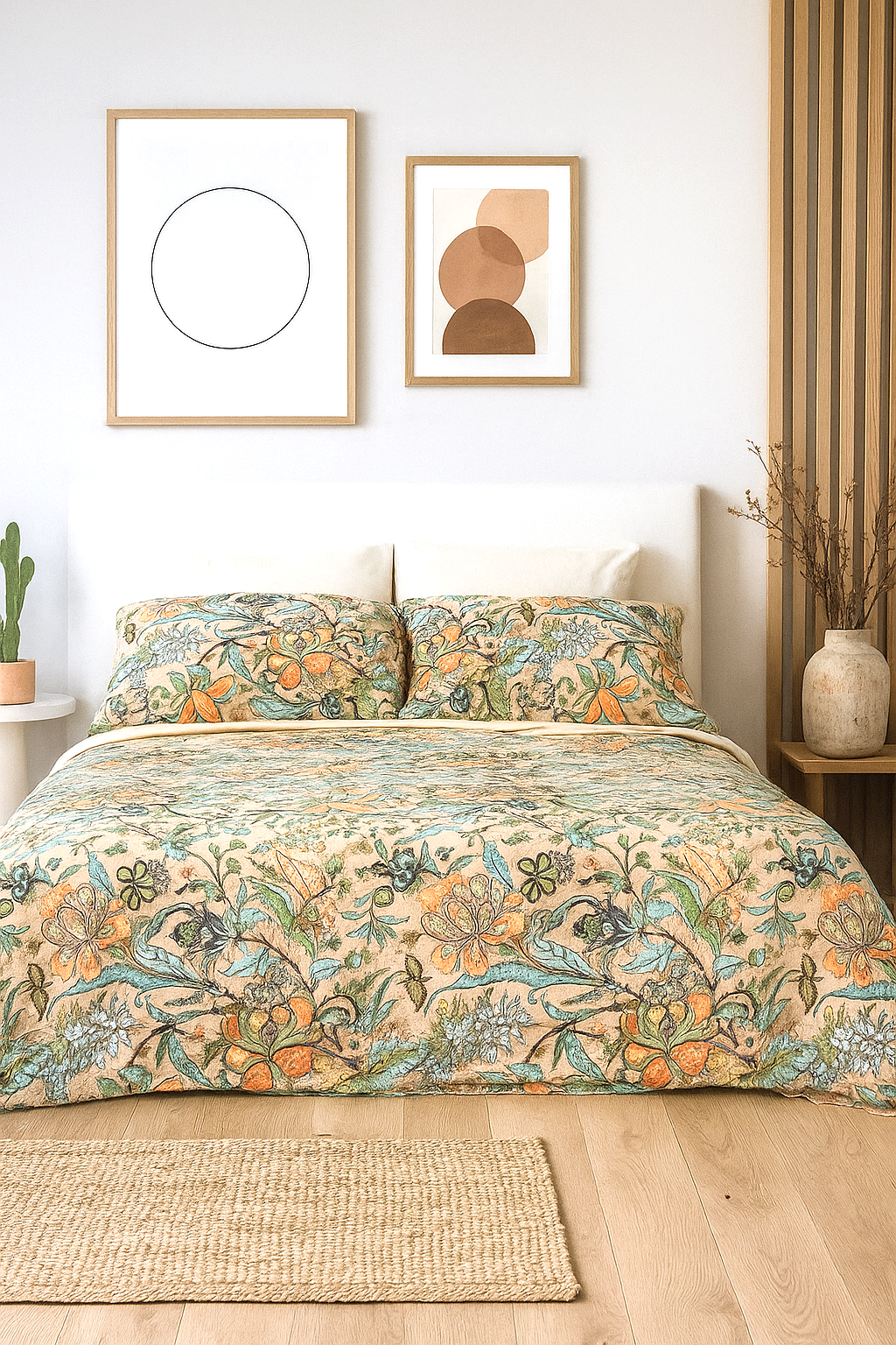 Handcrafted reversible floral cotton quilt set for bedroom